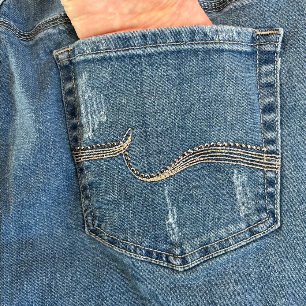 DG2 by Diane Gilman Distressed Lace Patch Straight Leg Jeans - 20W - Picture 13 of 16